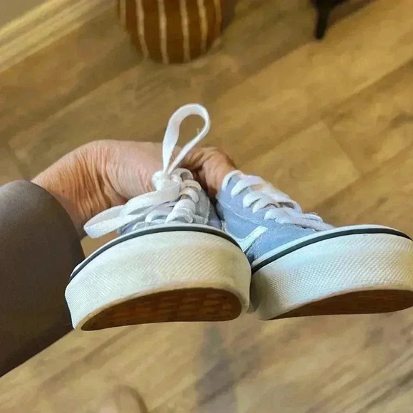 Vans Kids Old Skool Suede Canvas Skater Sneakers Dusty Blue Unisex Size Kids 13 - Picture 6 of 8